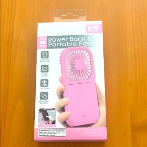 Portable Pink Power Bank & Fan